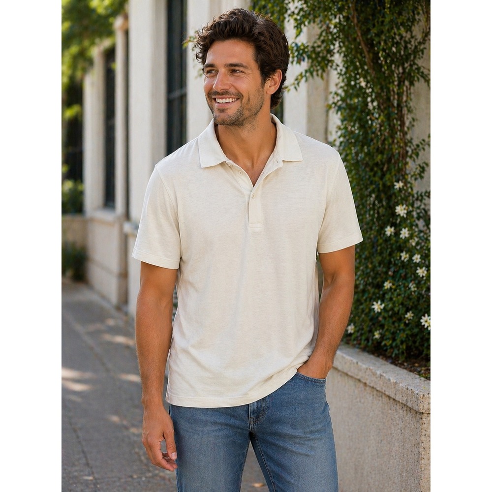 Buck Mason Venice Wash Sueded Cotton Polo Mens XXL Natural Old Money Sustainable
